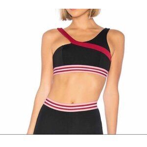 Lovewave‎ REVOLVE Sports Bra Black & Red Striped Band Size Small